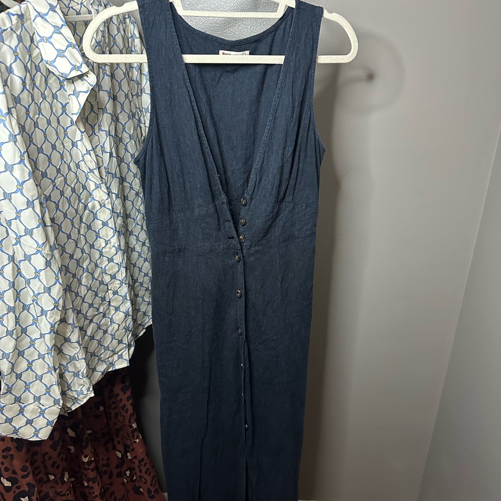 Marine Layer Navy Button-Down Maxi Dress